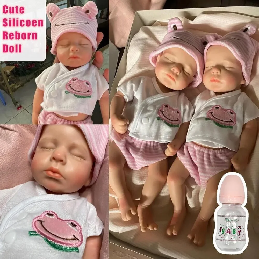 🆕33cm Reborn Baby Girl Sleeping closed mouth  Full Body Silicone Reborn Dolls